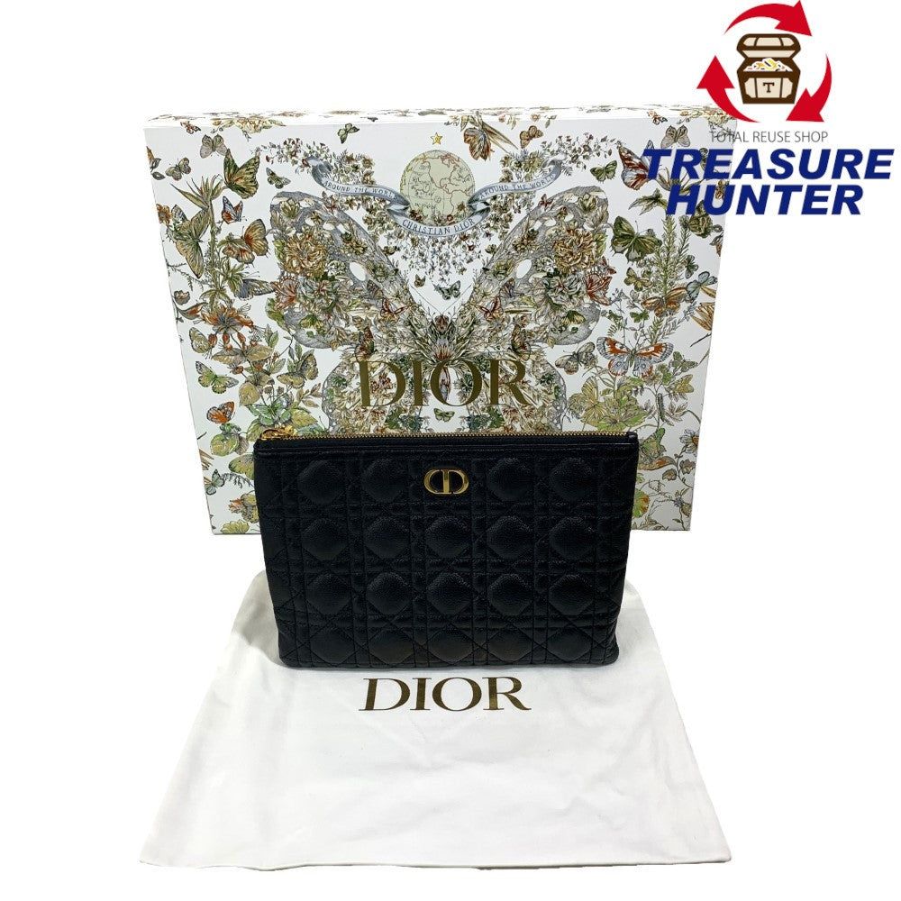 Christian Dior(クリスチャン クリスチャンディオール) Dior Caro デイリー合切袋 並み並み 黒いこと カナージュ カーフスキン レディース 【102059427001】