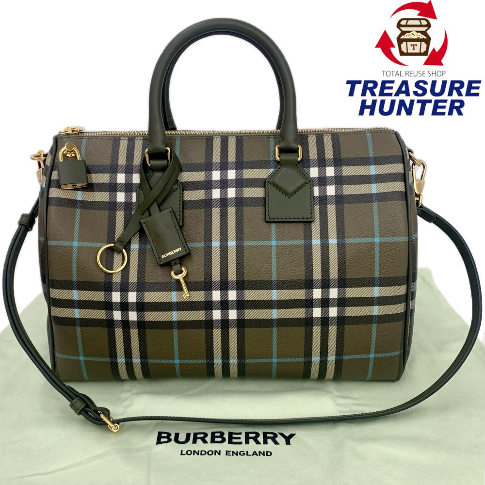 BURBERRY ミディアムボストンバッグ 8074511 バーバリーチェック オリーブ緑であること/カーキ バーバリー 【101061960006】