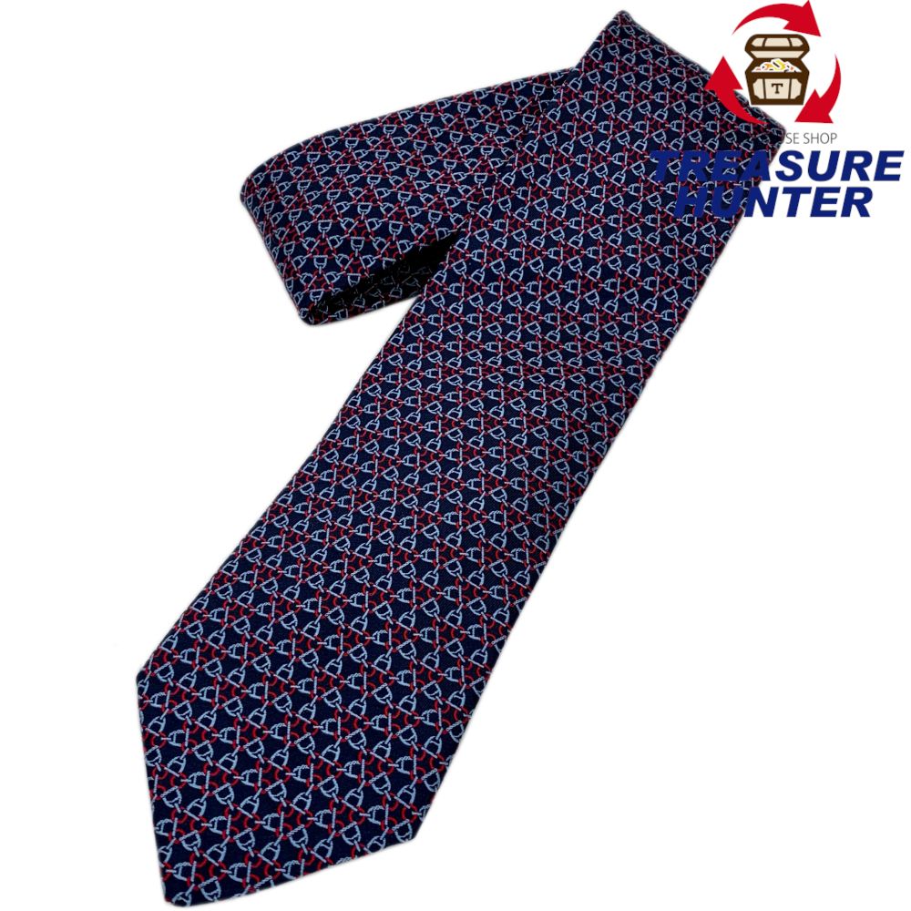 HERMES ホースビット シルクネクタイ ネイビー エルメス 【102057753007】|Treasure Hunter店