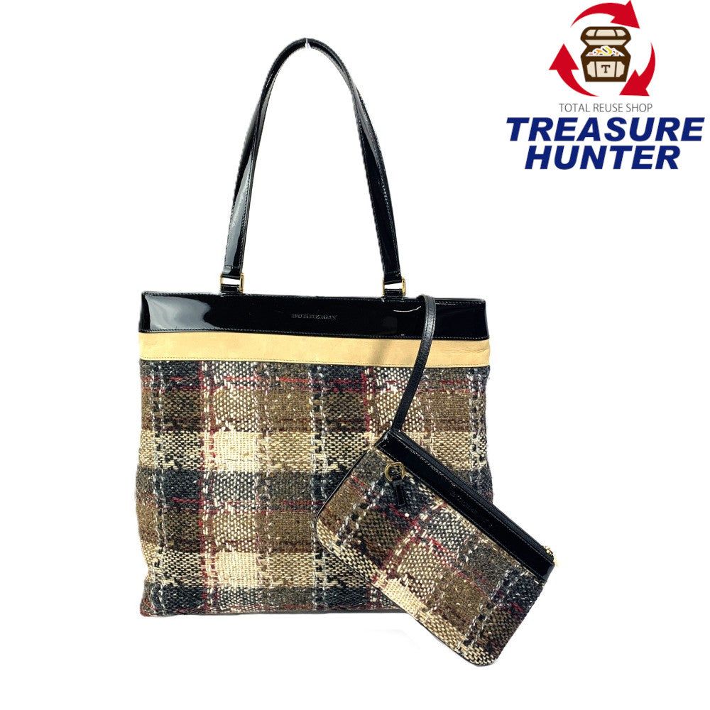 BURBERRY(バーバリー) ツイード ノバチェック ハンドバッグ トートバッグ ブラウン&times;ブラック レディース バッグ 【101060788001】｜Treasure　Hunter店