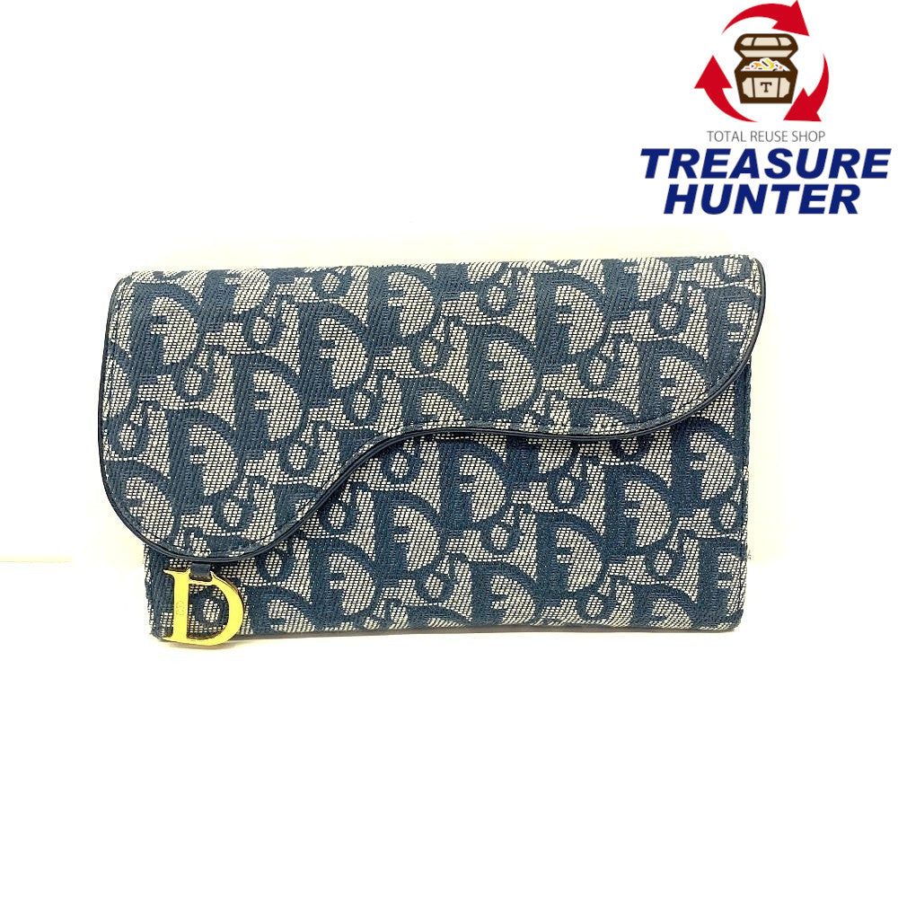 Dior(クリスチャンディオール) トロッター サドル ロングウォレット TR0051 米国海軍 帆布×なめし革 下げ翼名取り草開閉式  レディース   【102059417001】
