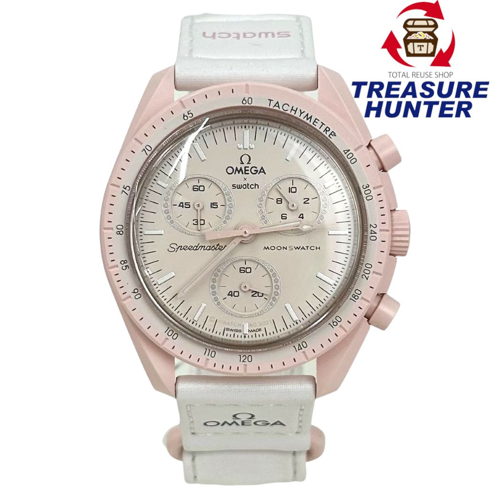 OMEGA&times;Swatch MISSION TO THE VENUS クォーツ 腕時計 S033P100 バイオセラミック ホワイト&times;ピンク オメガ&times;スウォッチ 【102060130007】｜Treasure　Hunter店