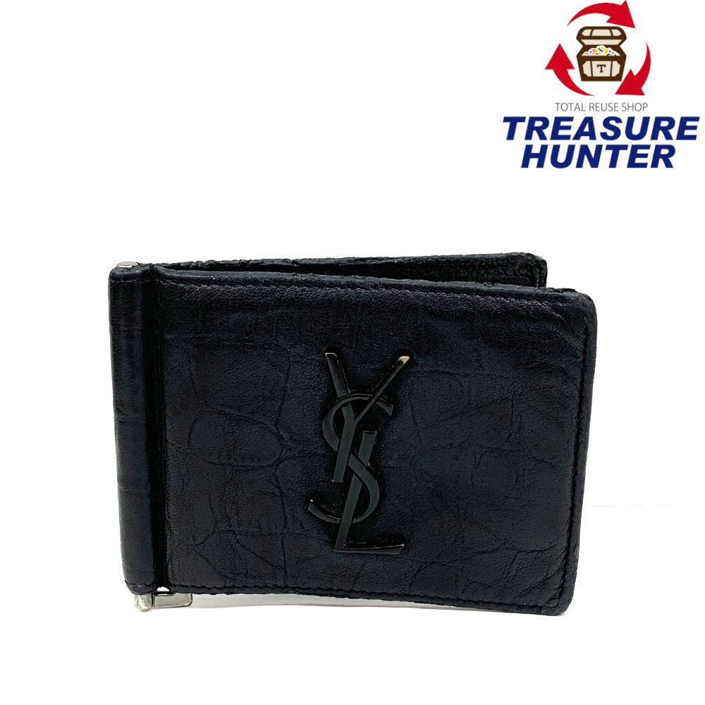 SAINT LAURENT  キャビアスキン レザー マネークリップ ブラック SAINT LAURENT - SAINT LAURENT サンローラン/マネークリップ