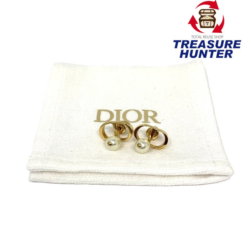楽天市場】美品 ディオール Dior パール フープピアス ゴールド