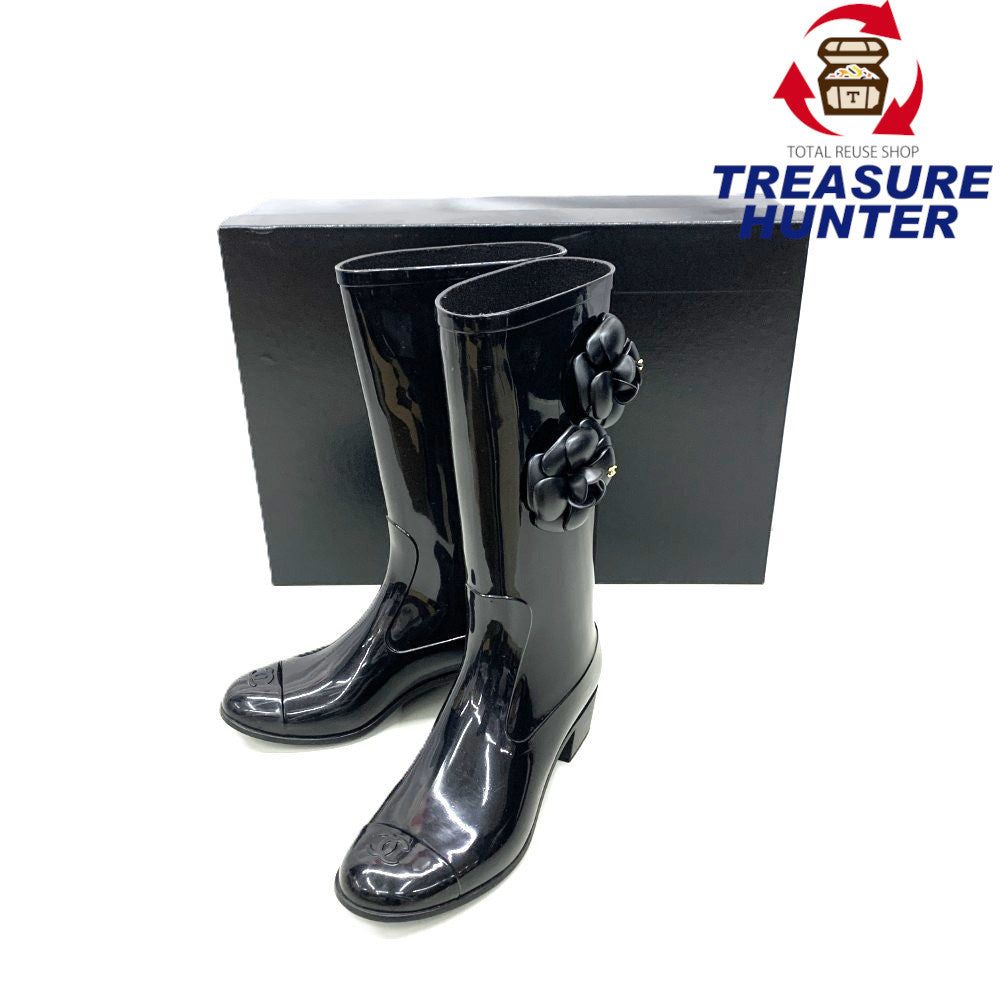 楽天市場】CHANEL レインブーツ HIGH BOOTS G34076 ラバー BLACK/WHITE