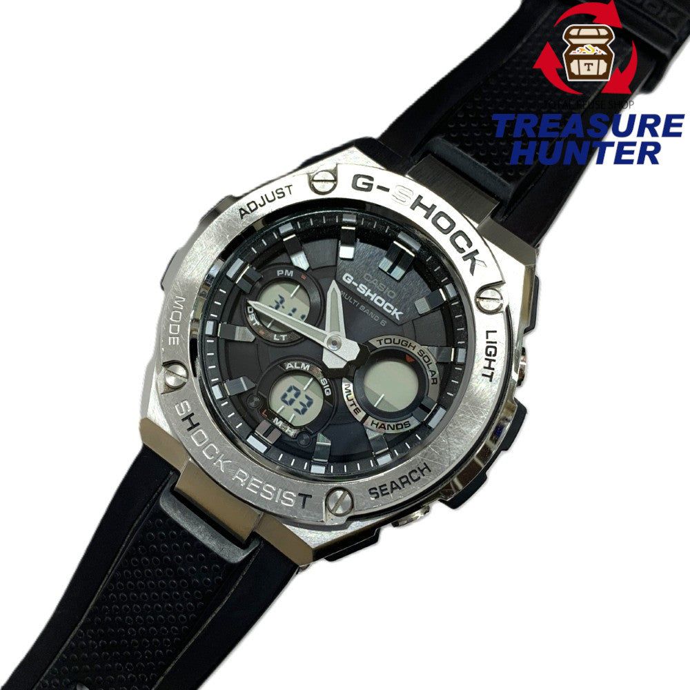 G-SHOCK 腕時計 GST-W110 シルバー×ブラックベルト ソーラー駆動 カシオ ジーショック 【101076943003】