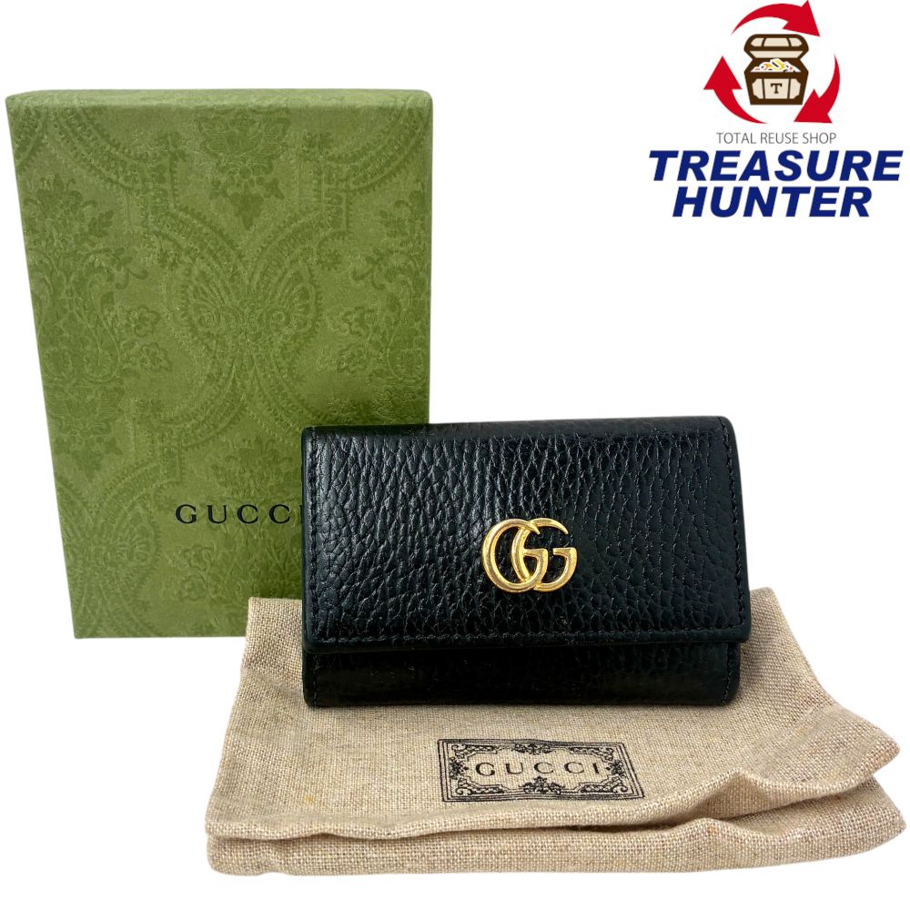 GUCCI GGマーモント 6連仄めかし入れもの 456118 黒いこと グッチ 【102062097007】 キーケース-バッグ・小物・ブランド雑貨