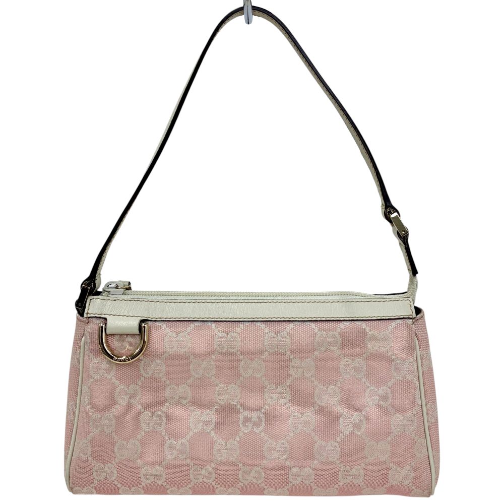 GUCCI GG帆布 付属物合切袋 145750 さくら色×白いこと ハンドバック グッチ 【2400050094581】