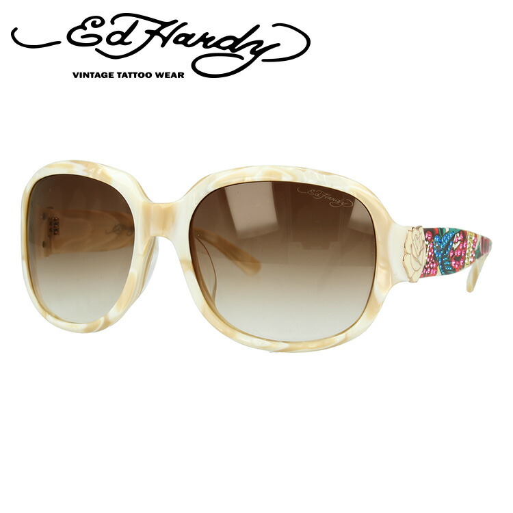 【お買い物マラソン対象】【訳あり】エドハーディー サングラス EdHardy バード BIRD ホワイト/ブラウングラデーション メンズ レディース UVカット メガネ ブランド ギフト プレゼント