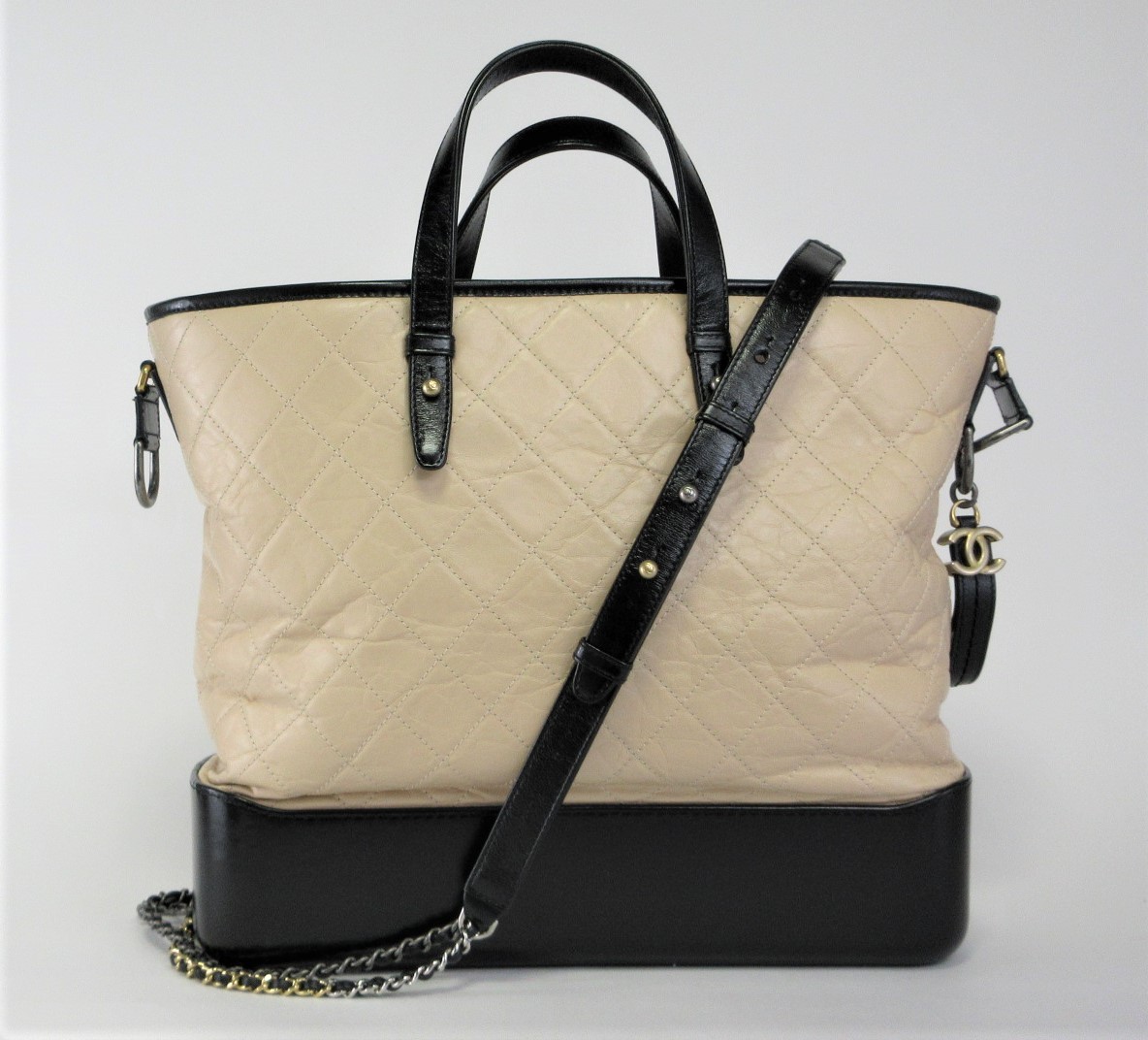 CHANEL/シャネル　カーフ　ガブリエル　ドゥ　ココ　2WAY　ハンドバック　ピンクベージュ　ブラック　シリアル24番台　シール有　【中古】