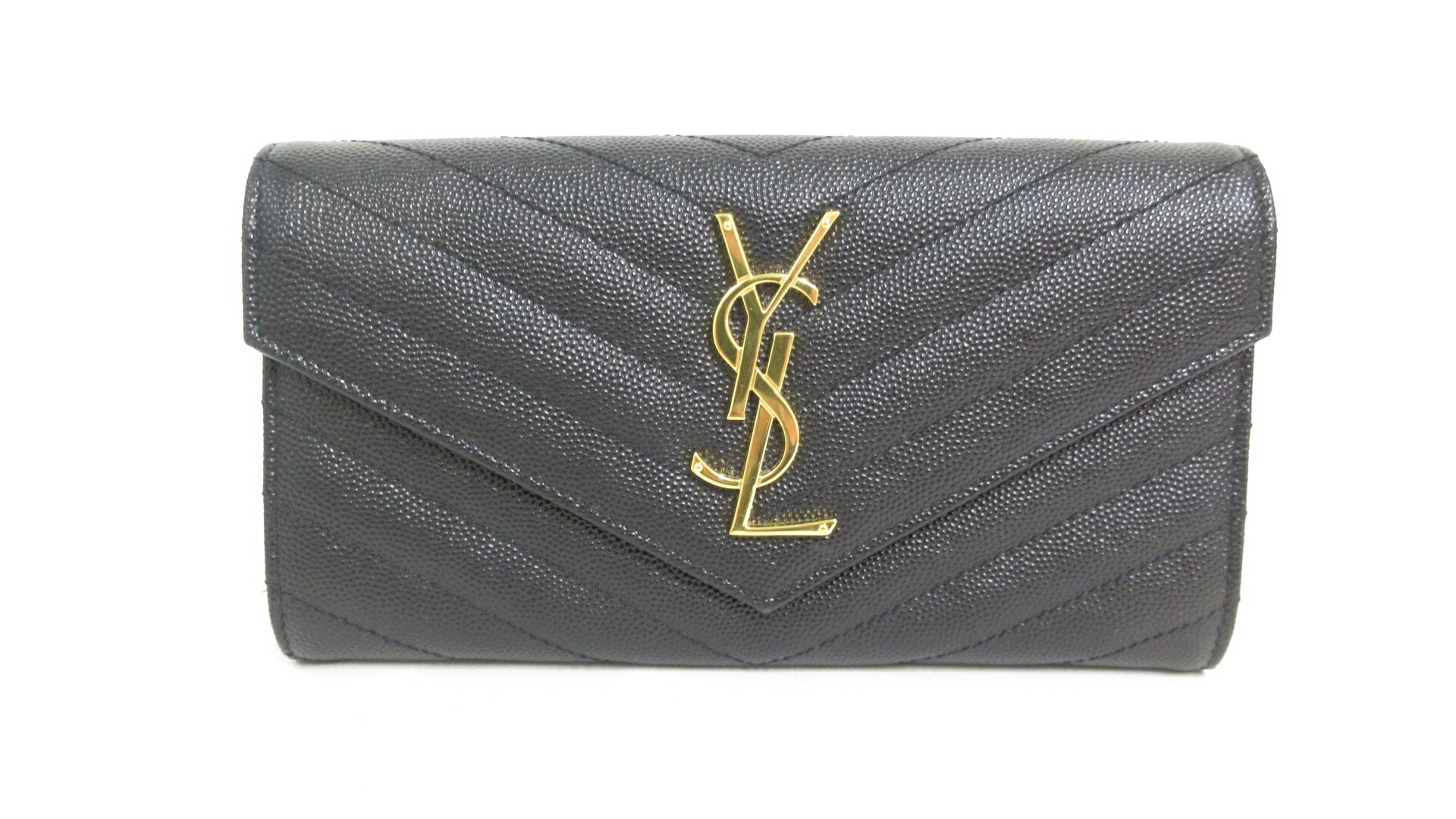 サンローランパリ 二つ折り 長財布 レザー ボタン Yロゴ ゴールド金具 サンローランパリ 二つ折り 長財布 レザー ボタン Yロゴ ゴールド金具