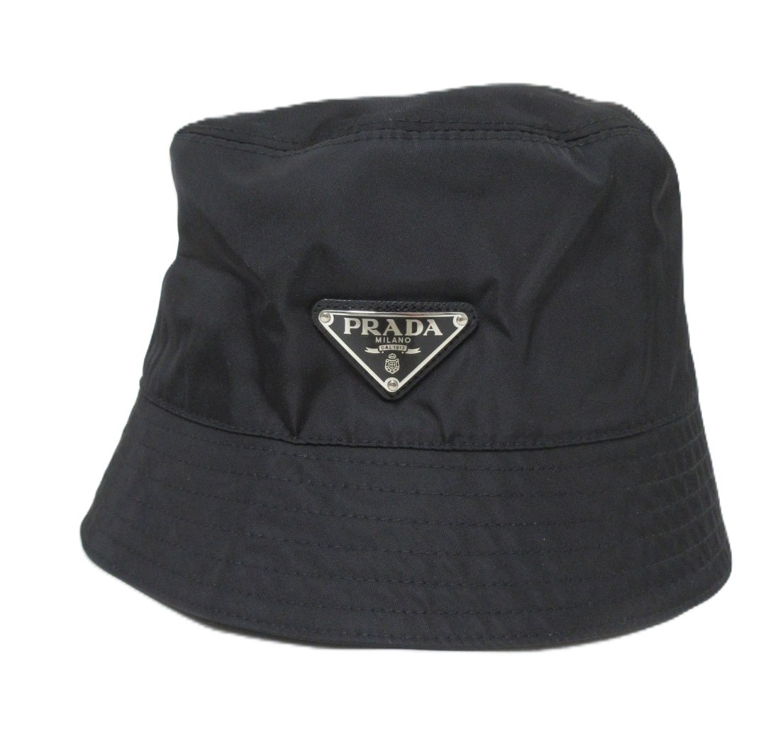 PRADA/プラダ トライアングル ロゴ ハット IHC137 ブラック 帽子 ハット 【中古】|トレジャー トローヴ
