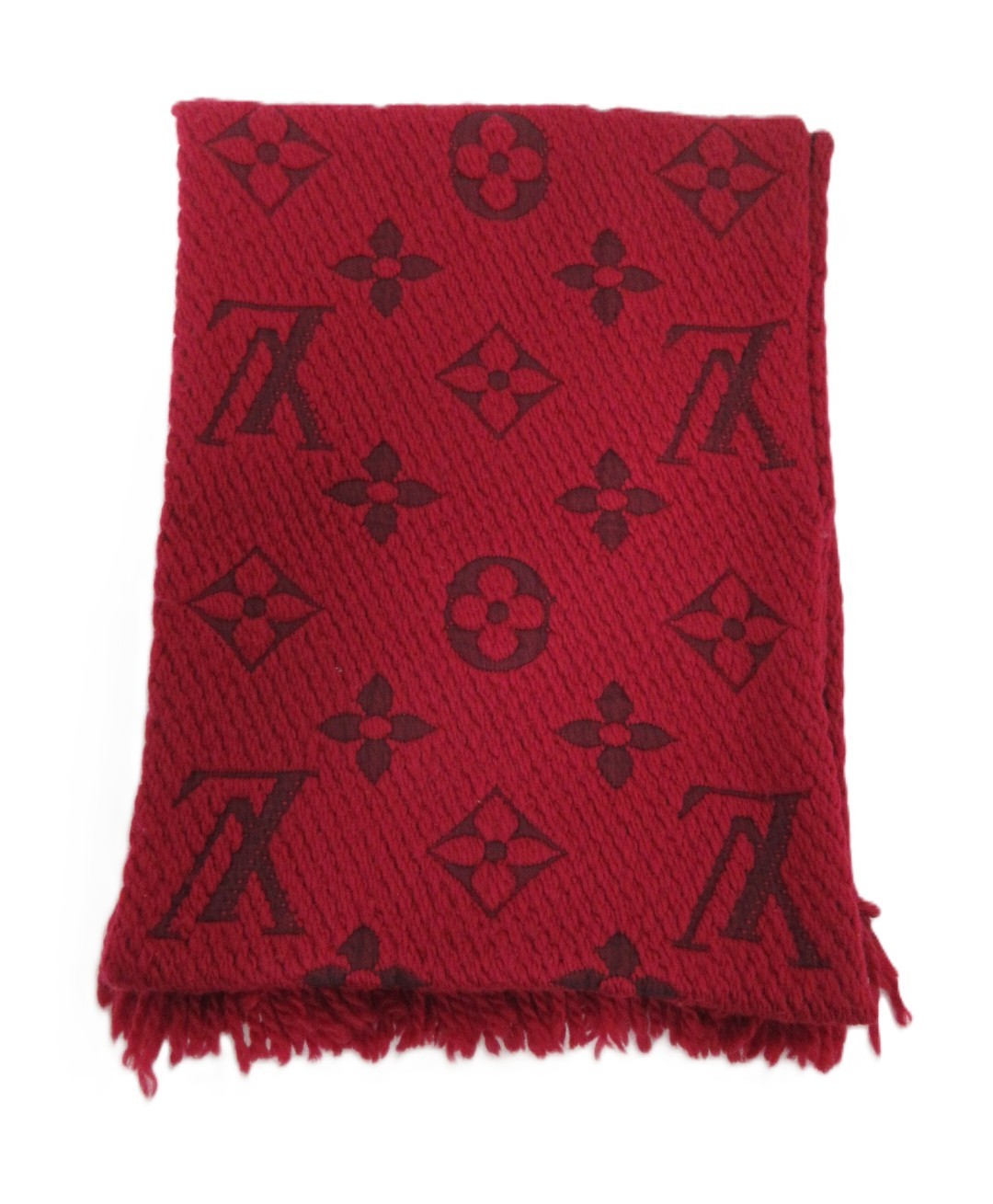LOUIS VUITTON/ルイ ヴィトン　エシャルプ ロゴマニア マフラー 413287 ウール/シルク　赤　【中古】