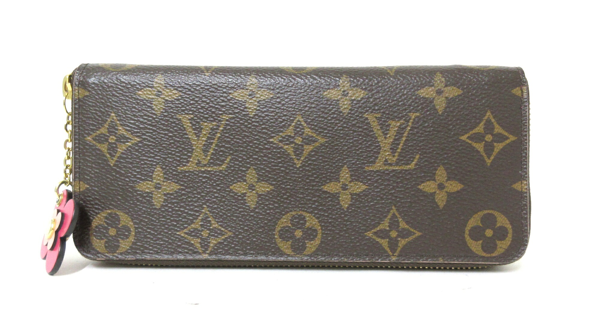 LOUIS VUITTON/ルイ ヴィトン モノグラム ポルトフォイユクレマンス M64201  ジップアラウンド 長紙入れ お花 【中古】