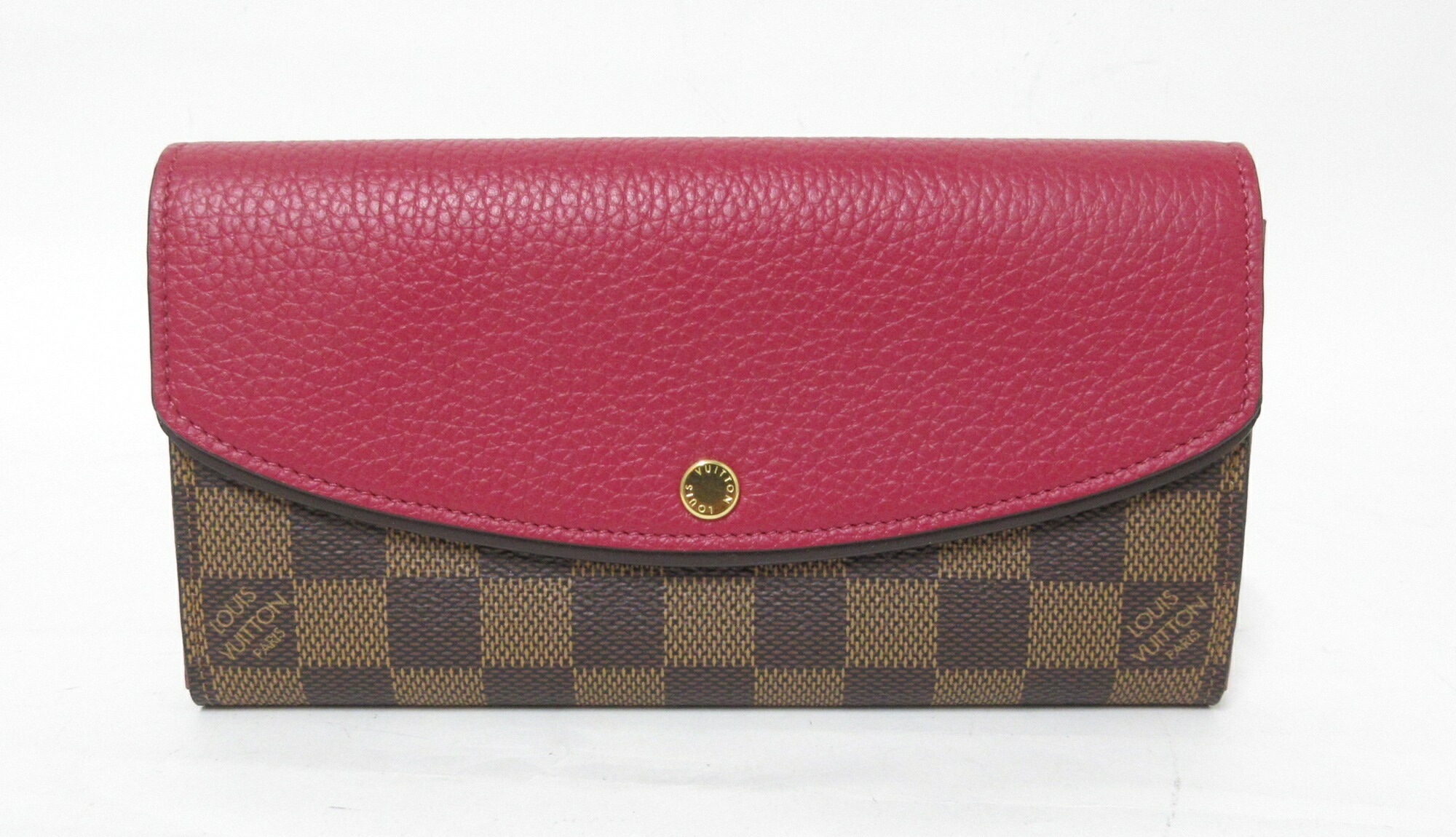 LOUIS VUITTON/ルイ ヴィトン　ダミエ ポルトフォイユ ノルマンディー N60124 　フラップ長財布　ピンク　ブラウン　【中古】