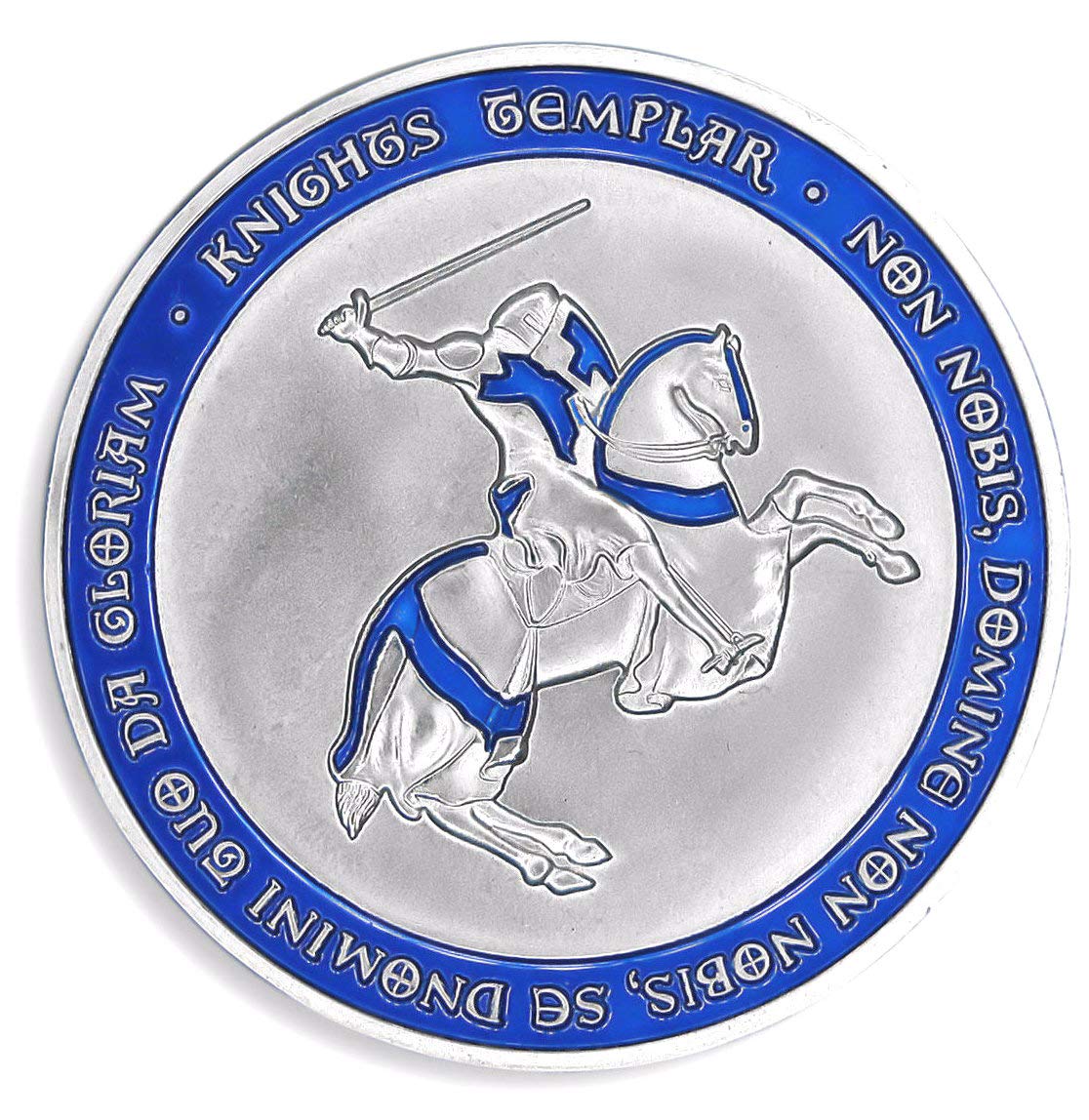 楽天市場 十字軍 テンプル騎士団 秘密結社 フリーメイソン シルバー コイン ケース付き コレクターズアイテム ブルー スリーセブン