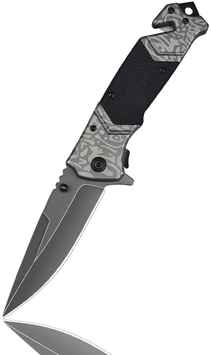 楽天市場 折りたたみナイフ アウトドア ナイフ 一本三役 440cステンレスでのブレード G10材でのハンドル キャンプ 釣り用 q 防災用 護身用 サバイバル 錆び止め 滑り止め 切れ味良い ポケットクリップ付き ミニハンマー付き マルチツール スリーセブン