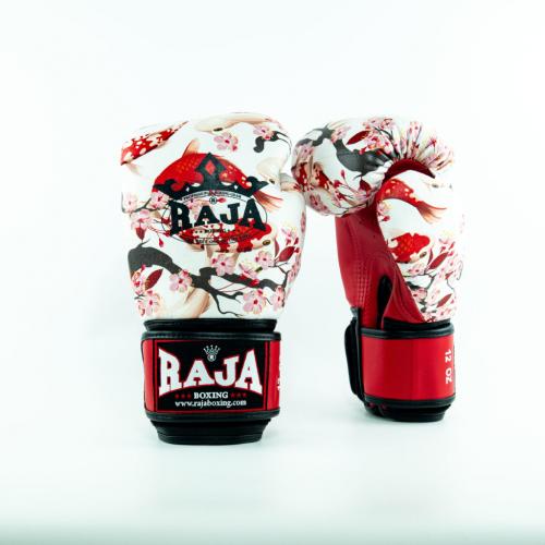 新品　RAJA グローブ 16oz ラジャ　白赤黒　本革製　マジック式 Amazon.co.jp: RAJA ラジャ キックボクシンググローブ Raja