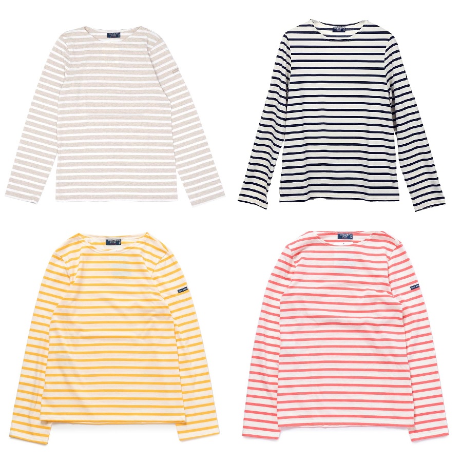 SAINT JAMES セントジェームス MINQUIERS MODERNE マンキエモダン メンズ レディース ユニセックス 長袖Tシャツ ボートネック 薄手 ロンT 綿100% ブランド ボーダー ロゴ S M L XL 9858|Tree Bis セレクト