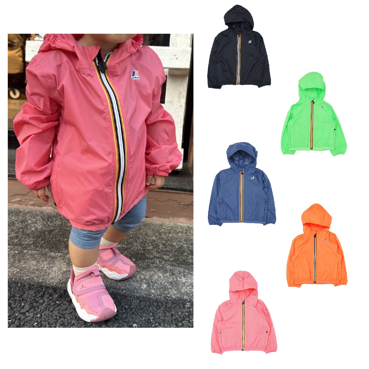K-WAY ケイ通い路 K81253W クロード キッズ KIDS 定番パッカブルJKT ケーウェイ ボーイズ ガールズ ユニ一発やる ナイロン 上衣 ジップアップ パーカー パッカブル 撥水 ロゴタイプ 色つや 雨合羽 ちびっ子 kway