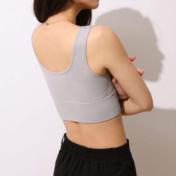 10％OFF カップ付きリブトップス タンクトップ ノンワイヤー