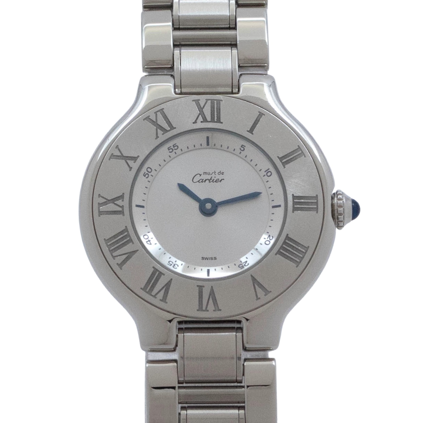 【中古】【箱・御墨付き付き添い人】 カルティエ Cartier 帆柱 ドゥ カルティエ W10109T2 Cartier Must de Cartier 21  石英 ウォッチ レディース しろがね色