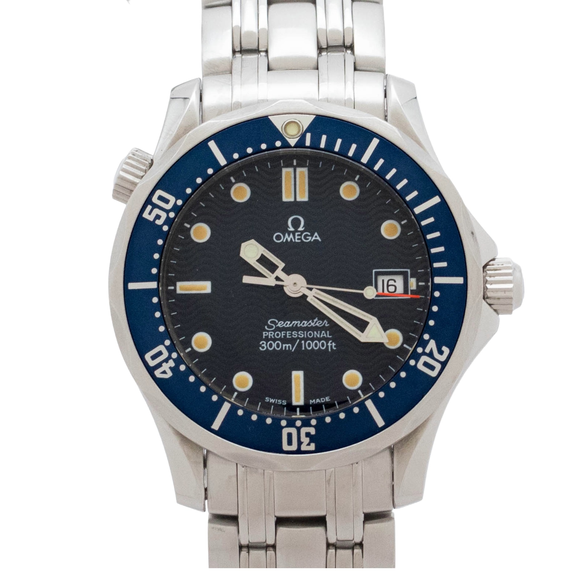 【中古】ゼロ OMEGA シーマスター 2551.80 OMEGA Seamaster  石英 ウォッチ メンズ・ユニ一発やる 青