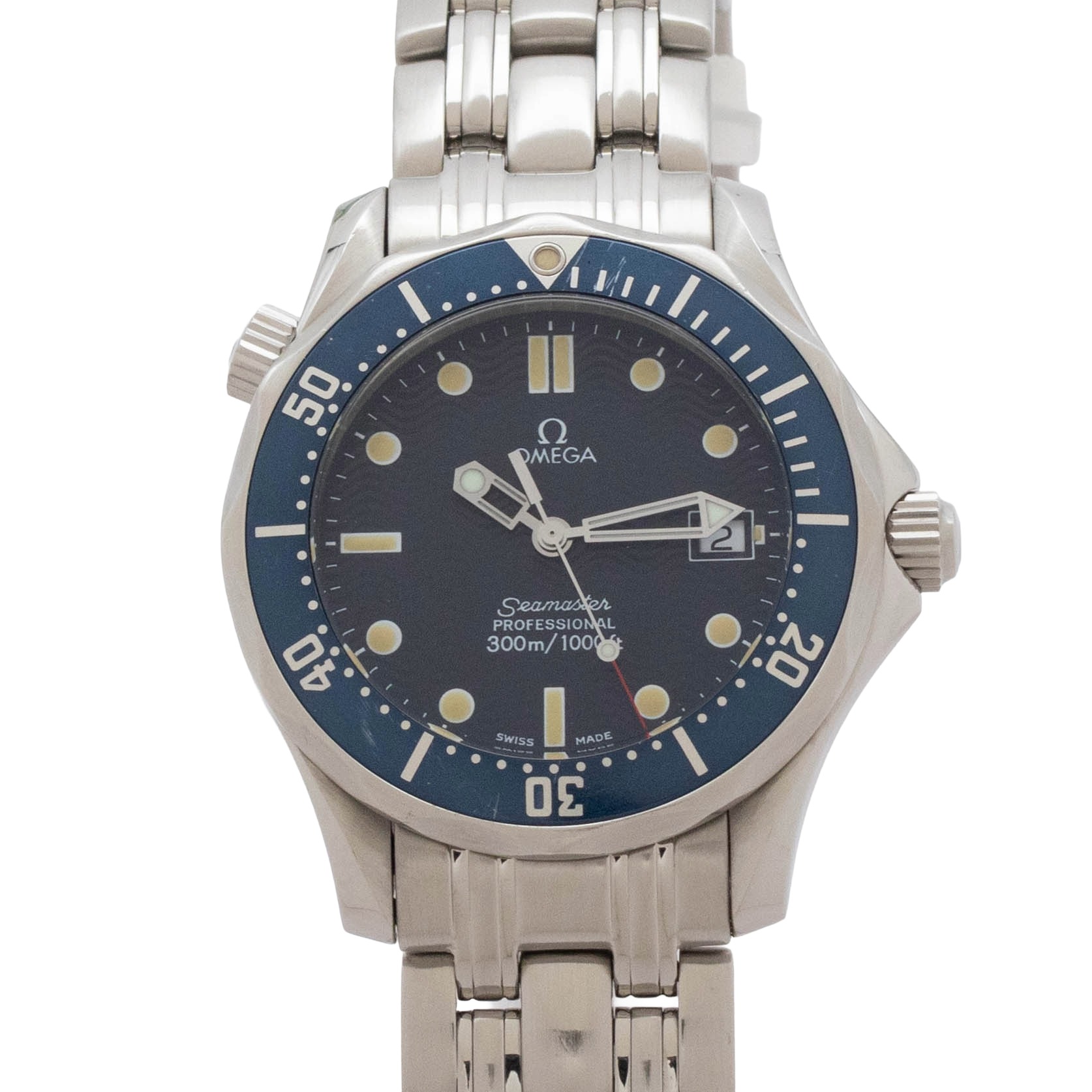 【中古】【箱・お墨付き付き添い人】 ゼロ OMEGA シーマスター 2561.80 OMEGA Seamaster  石英 ウオッチ メンズ・ユニ一発やる 青