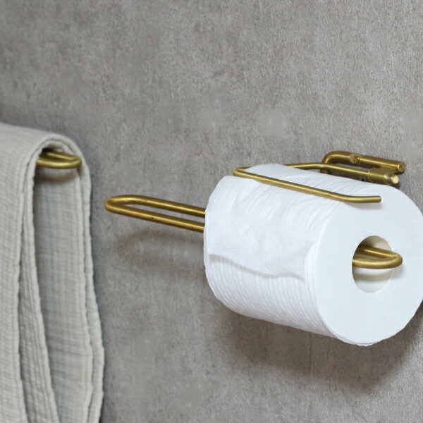 トイレットペーパーホルダー 真鍮 ダブル 2連 押さえ付き 金 ゴールド おしゃれ シンプル DIY｜トレモロ 8,580円