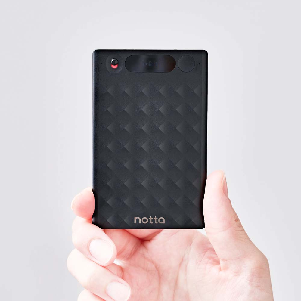 Notta Memo 専用ケース付 AI ボイスレコーダー 録音 文字起こし 要約 共有 翻訳42言語 議事録 Web会議 商談 ビジネス アイデア ノッタ メモ 軽量