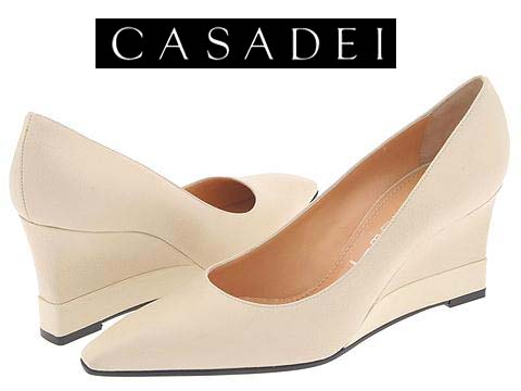 送料無料！新品25-25.5#カサディ CASADEI 本革ウエッジパンプス★オフホワイト イタリア製 italy 大きいサイズ【楽ギフ_包装】