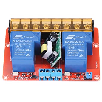 Akozon 2チャンネルリレーモジュール AC100V〜250V 30A DC5V ハイパワー 高/低レベルトリガスイッチモジュール画像