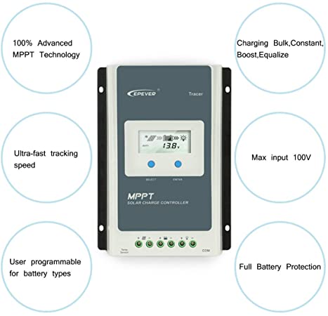 Epeverソーラー充電コントローラーmppt 30a 12v 24vオート ソーラーパネル充電コントローラー最大100v Pvマイナス接地ソーラーレギュレーター 鉛蓄電池および電池用 Oswegocountybusiness Com