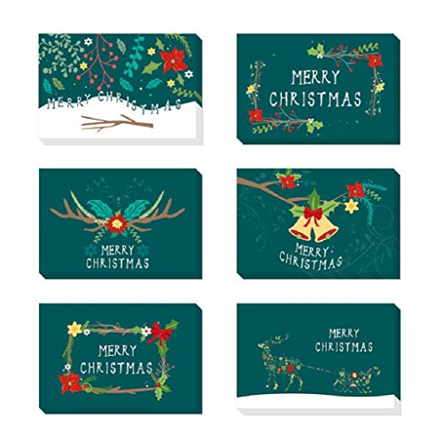 クリスマスカード 24枚セット グリーンタイプ 多種類 クリスマスグッズ メッセージカード お祝いカード プレゼントカード 花 トナカイ ベール 感謝状 封筒付き