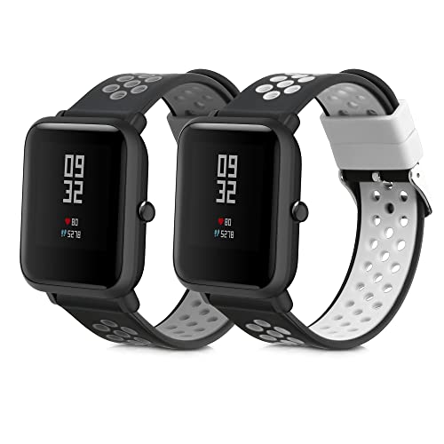 Kwmobile Coque De Protection Pour Amazfit Bip 3 / Bip 3 Pro - Lot De 2 étuis Cadre écran En Silicone - Transparent / Bleu Foncé - Protection Chocs Et Rayures
