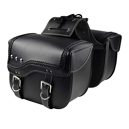 HDBUBALUS オートバイ サイドサドルバッグ ツールバッグ 防水PU ハーレー 川崎 ヤマハ 鈴木用 (B ブラック) 8,380円