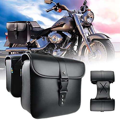 バイク 用 サイドバッグ 大容量 収納 丈夫 防水 2個セット バイク汎用 工具入れ 小物入れ 黒 PU レザー製 ツールバック ツーリングバッグ サドルバッグ オートバイ 横付け 収納袋 買い物や旅行に！