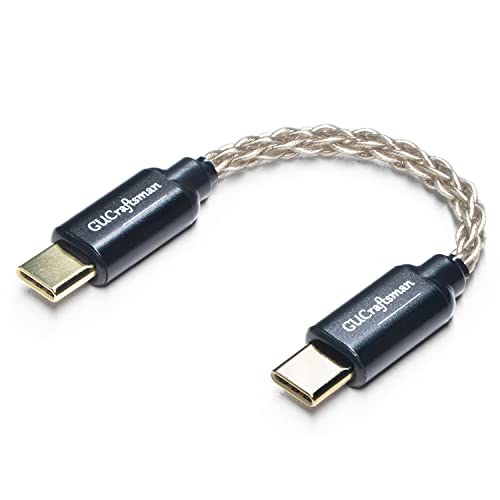 GUCraftsman Type-C(USB-C)変換Type-C(USB-C) ヘッドフォンアンプケーブル 6N単結晶銀ケーブル FiiO BTR5 Q1 Q3 Q3s Qudelix 5K xDuoo Link2 XD-05PLUS E1DA 9038G3 9038S 9038Dと互換性あり (Type-C to Type-C)