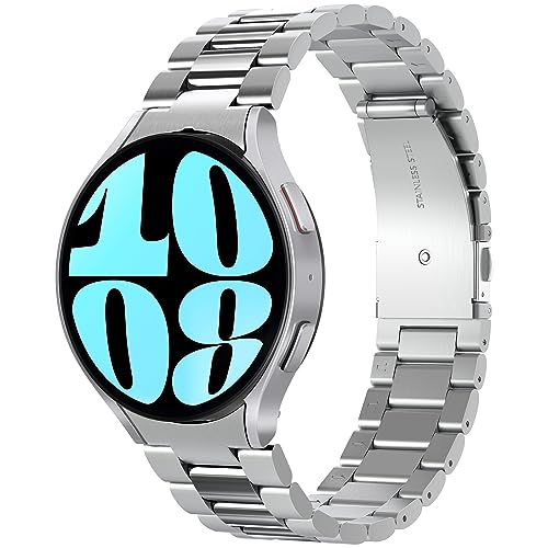 [Spigen] Galaxy Watch 6 44mm バンド ステンレス製 Galaxy Watch 6 44mm シルバー 調整可 調整器具付き 交換ベルト チェーン メタル 3連 ベルト おしゃれ モダン・フィットAMP06498 (シルバー)