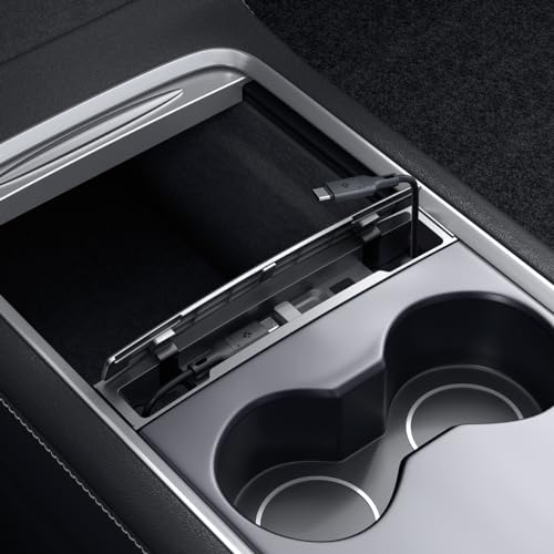 Spigen ケーブル オーガナイザー ステーション Tesla Model 3 および Y 2024/2023/2022 用 [Model 3 2024 Refresh とは互換性] [ケーブルは付属しません] ACP07085 TO271 (ブラック)
