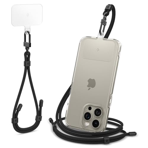 Spigen スマホショルダー ユニバーサル クロスボディ + リストストラップ セット (コンタグ・パッド 付き) 携帯ストラップ 肩掛け 首掛け 斜めがけ リストストラップセット iPhone 15 14 13 12 11 Pro Max SE, Samsung Galaxy S24 S23