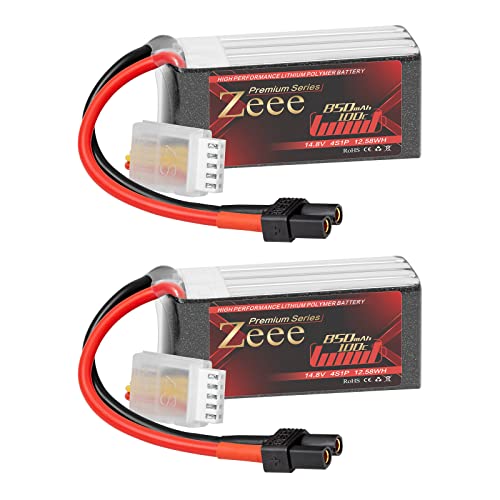 Zeee Premium Series 4S リポバッテリー 14.8V 100C 850mAh XT30プラグ付き 4S バッテリー RCヘリコプター用 FPV用 ドローン用 ラジコン製品バッテリー RCカー用 RCトラック用など 2パック