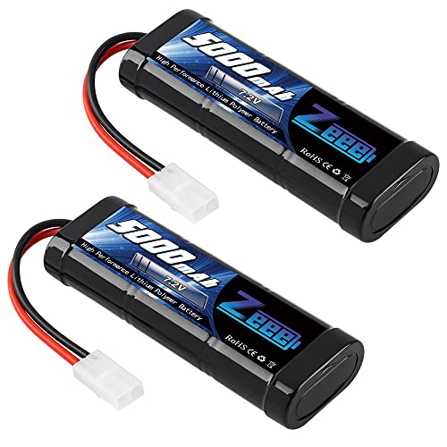 ゼエエ Zeee 7.2V 5000mAh NiMH TAMIYAプラグ付き 2パック ニッケル水素大容量バッテリー ラジコン製品バッテリー RCカー用 RCボート用 レーシングカー用など