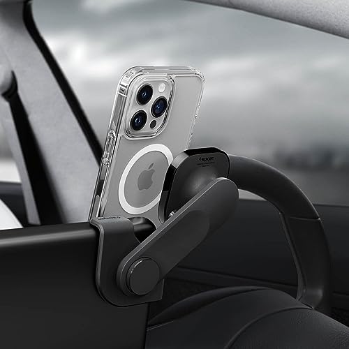 Spigen OneTap 3 (MagFit) [引き上げる品位されたねばり着く剤] Tesla Model 3/Y/S/X 用に心積もり MagSafe 鉄道車両マウント用に心積もり iPhone 15 Pro Max、15 Pro、15 Plus、15、14、13、12 続きものに相応う ITT90-3 ACP06071 (黒いこと)