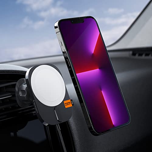 Spigen 車載ホルダー マグネット マグセーフ 15W スマホホルダー 車 エアコン吹き出し口式 スマホスタンド iPhone 14 13 12 落下防止 取り付け簡単 ITM12W ACP03694 (ブラック)