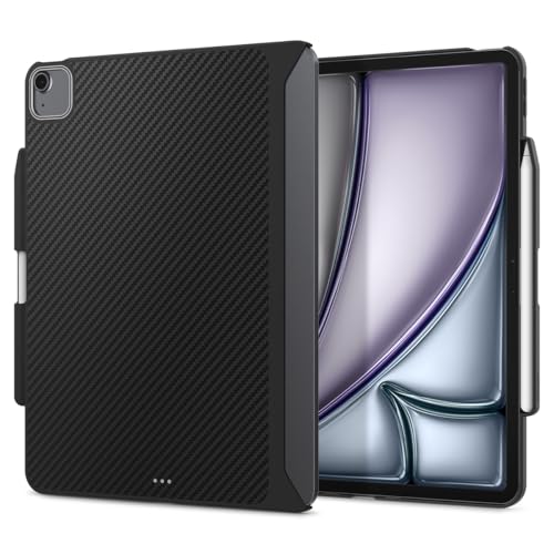 Spigen iPad Air 13インチ ケース 耐衝撃 米軍MIL規格取得 傷防止 ディテール設計 レザー エンゾ・アラミド ACS07670 (ブラック)
