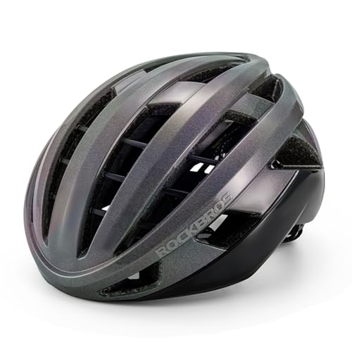 ROCKBROS 自転車 ヘルメット 大人 CE認証 自転車ヘルメット 女性 ionic+ 耐衝撃 高剛性 軽量 通気 サイズ調整可能 おしゃれ 男女兼用 54-58cm サイクリング 小学生 中学生 通勤 通学(オーロラグレ)