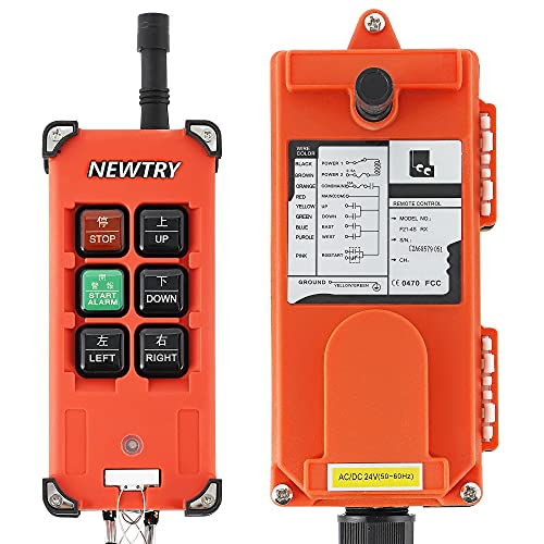 NEWTRY F21-4S ワイヤレスリモコン クレーンコントローラー IP65防水 工業用 無線 送信機*1＋受信機*1 六つの機能ボタン (24V) 14,383円