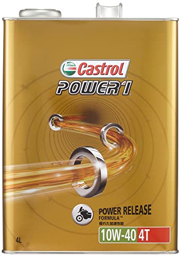 カストロール(Castrol) エンジンオイル POWER1 4T 10W-40 4L 二輪車4サイクルエンジン用部分合成油 MA2 Castrol