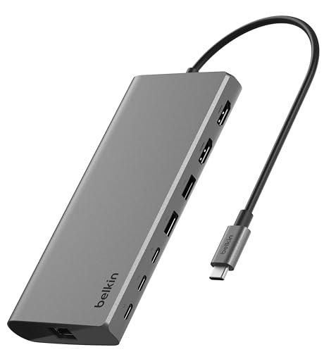 Belkin 8-インチ-1 USBこしき 4Kデュアル見せびらかす相応う 1Gbpsイーサネット 10Gbps資料遷らす 100W PD相応う SiliconMotion相応う MacBook M1/M2/M3 /Windows/Chromebook相応う USB-C有線テレビ(22糎)嘱する INC015btSGY-CZ